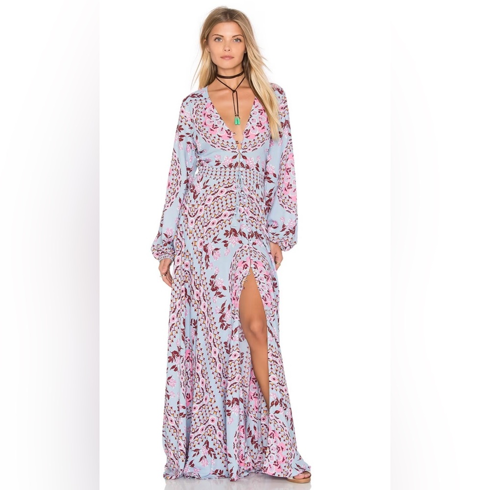 Spell Pandora Gown in Aquarium Blue Size Small Mandala Floral Maxi Dress